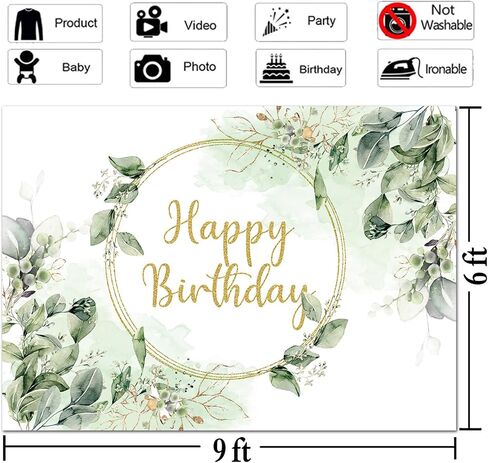 Greenery Succulent and Eucalyptus Leaves Photography Backdrop Bloom Eucalyptus Leaves Photo Background for Happy Birthday Party Decoration Supplies 7x5ft in Kuwait