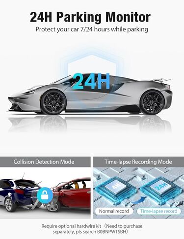 OMBAR Dash Cam 5G WiFi GPS, 3 Channel Dash Cam Front and Rear Inside 2K+1080P+1080P, 3.18" LCD Screen, 64GB Card Included, Dual Dash Camera for Cars 4K/2K/1080P+1080P IR Night Vision, WDR, G-Sensor in Kuwait