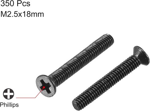 Uxcell M2.5 x 14mm مشابك براغي فيليبس سوداء لأجهزة الكمبيوتر المحمول PC TV Fan Switch 350 قطعة in Kuwait
