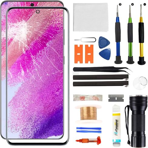 Zgxhga لاستبدال شاشة Samsung Galaxy S21 Ultra، شاشة بديلة لسلسلة Galaxy S21 Ultra 6.8 بوصة، طقم استبدال زجاجي مع أدوات إصلاح، لاصق مقاوم للماء (بدون OLED ومحول رقمي يعمل باللمس) in Kuwait