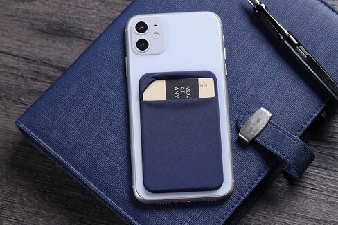 3Pack Cell Phone Card Holder Pocket Sticker Stretchy Cloth for Back of Phone with Flap Credit/ID Card Sleeve Adhesive Stick on Wallet for iPhone,Android All Smartphones (Black,Navy Blue,Light Blue) in Saudi Arabia