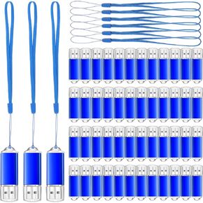 Hoteam 50 Pack USB 2.0 Flash Drives Bulk Blue Portable Thumb Drive with Hat USB Sticks Bulk with 50 Pcs Lanyards for Data Storage File Sharing Commercial Gift(4GB) in Kuwait