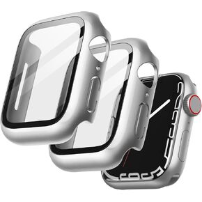 حافظة JETech مع واقي شاشة متوافق مع Apple Watch Series 9 8 7 41 ملم، غطاء حماية شامل، طبقة زجاجية مقواة مدمجة عالية الحساسية، عبوتان (وردي) in Kuwait