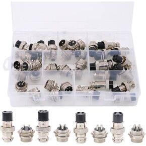 Hilitchi 32-Pieces 6 7 8 9 10 Pin 16mm Thread Male Female Panel Metal Aviation Wire Connector Plug Assortment Kit