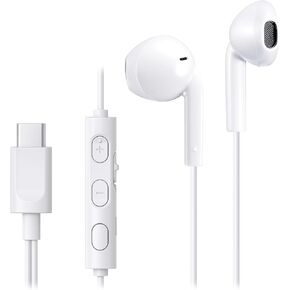 JVC USB-C Wired Earbuds Headphones, Delay-Free for Videos and Gaming, Built-in DAC Reduces Noise and Improves Sound Quality, 10.7 mm Diameter Neodymium Drivers - HAFR17UCP (Pink)