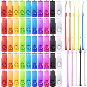 Xuhal 50 Pcs 128mb Flash Drive Pack Portable USB Thumb Drives with Lanyards Flash Memory Storage Device Swivel Thumb Drive Bulk for Data Storage Backup Transport Migration, Mixed 10 Color in Saudi Arabia