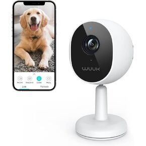 كاميرا أمان داخلية WUUK بدقة 4 ميجابكسل، كاميرا قابلة للإمالة لمراقبة الأطفال، كاميرا Wi-Fi Home Security للحيوانات الأليفة للكلاب أو القطط، كشف الحركة وتتبعها، رؤية ليلية، صوت ثنائي الاتجاه، متوافق مع Alexa & Google