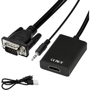 محول YACSEJAO VGA إلى HDMI 1080P VGA ذكر إلى محول HDMI أنثى (كابل)
