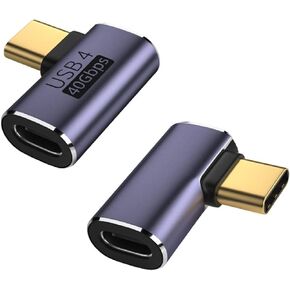 USB C Angle Adapter 40Gbps [2 Pack] 90 Degree USB C Type C Angled USB-C Male to Female Adapter, 8k at 60hz USB 3.1 Right Angle Extension for Laptop, Tablet, VR, Camera, Smartphone (Up/Down) Compact