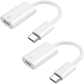 Jadebones 2 حزمة USB C ذكر إلى Lightning Female محول لـ iPhone 15 / Plus / Pro / Pro Max، iPad Pro / Air، واحد فقط للصوت / سماعة الرأس، واحد فقط للشحن ونقل البيانات in Kuwait