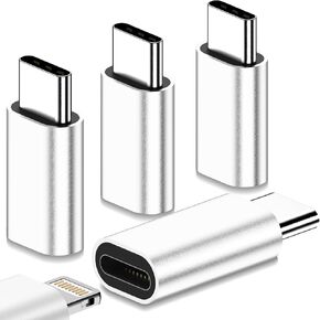 4 عبوات من yootech لمحول Lightning أنثى إلى USB C ذكر، يدعم الشحن السريع ونقل البيانات بقدرة 27 وات PD، محول USB C إلى Lightning لهاتف iPhone 15 Pro Max Plus، Samsung، لأجهزة iPad، وليس للصوت/OTG، فضي in Kuwait