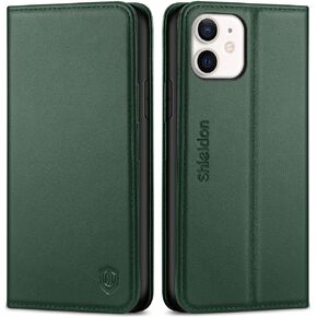 حافظة SHIELDON iPhone 11، حافظة محفظة iPhone 11، غطاء مغناطيسي من الجلد الأصلي، فتحة بطاقة RFID مع غطاء واقٍ مقاوم للصدمات من مادة TPU متوافق مع iPhone 11 (6.1 بوصة، 2019) - أسود