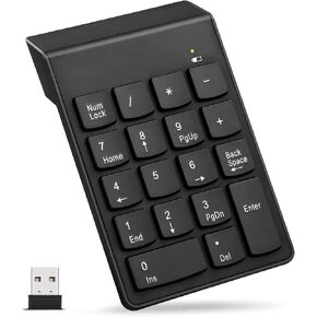 Wireless Number Pad, 18 Key Numeric Keypads with 2.4G Mini USB Receiver, Financial Accounting Numpad for Laptop, Desktop, Notebook, PC, Surface Pro in Saudi Arabia