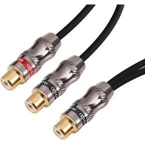 Devinal RCA/Phono Splitter Cable RCA Female to Dual Male Gold Plated Adapter, Stereo Audio Y-Cable Heavy Duty (1 Female to 2 Male) 10"(25 cm)