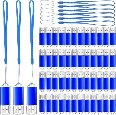 Hoteam 50 Pack USB 2.0 Flash Drives Bulk Blue Portable Thumb Drive with Hat USB Sticks Bulk with 50 Pcs Lanyards for Data Storage File Sharing Commercial Gift(4GB) in Saudi Arabia