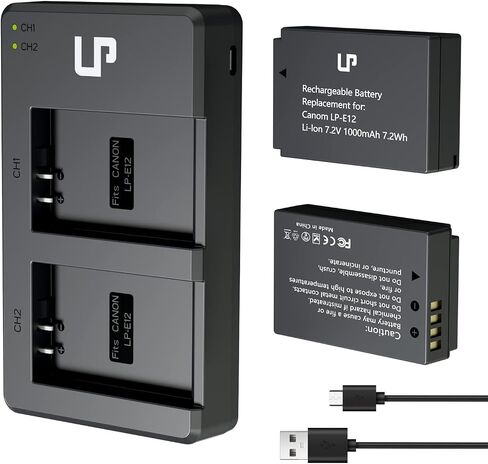 LP LP-E12 Battery 2-Pack 1200mAh Batteries for Canon EOS M, M2, M10, M50, M50 Mark II, M100, M200, Rebel SL1, PowerShot SX70 HS, Kiss M, Kiss X7 Cameras in Saudi Arabia