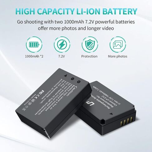LP LP-E12 Battery 2-Pack 1200mAh Batteries for Canon EOS M, M2, M10, M50, M50 Mark II, M100, M200, Rebel SL1, PowerShot SX70 HS, Kiss M, Kiss X7 Cameras in Saudi Arabia