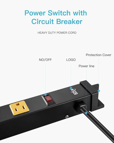 KMC 12 Outlet Heavy Duty Workshop Metal Power Strip with 3-Foot Long Extension Cord with Circuit Breaker, for Workshop and Industrial use, ETL Certified,Black in Kuwait