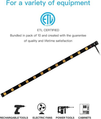 KMC 12 Outlet Heavy Duty Workshop Metal Power Strip with 3-Foot Long Extension Cord with Circuit Breaker, for Workshop and Industrial use, ETL Certified,Black in Kuwait