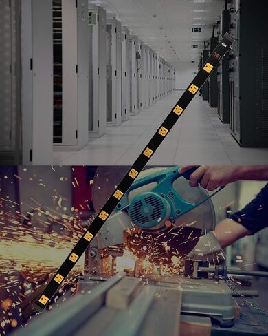 KMC 12 Outlet Heavy Duty Workshop Metal Power Strip with 3-Foot Long Extension Cord with Circuit Breaker, for Workshop and Industrial use, ETL Certified,Black in Kuwait