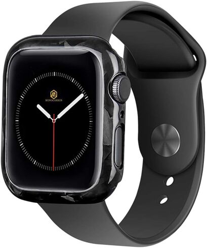 MONOCARBON Real Carbon Fiber Case for 45mm Apple Watch Series 7/8/9,Slim Anti-Scratch Hard Bumper for iwatch S 7/8/9,Military Grade Protective Cover for 45mm Apple Watch-Twill Matte Black in Kuwait