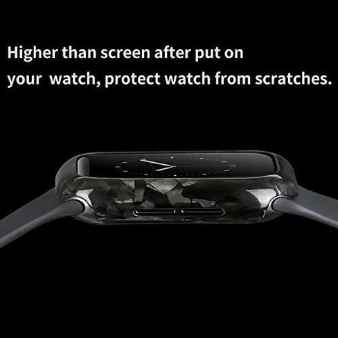 MONOCARBON Real Carbon Fiber Case for 45mm Apple Watch Series 7/8/9,Slim Anti-Scratch Hard Bumper for iwatch S 7/8/9,Military Grade Protective Cover for 45mm Apple Watch-Twill Matte Black in Kuwait