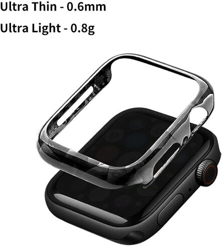 MONOCARBON Real Carbon Fiber Case for 45mm Apple Watch Series 7/8/9,Slim Anti-Scratch Hard Bumper for iwatch S 7/8/9,Military Grade Protective Cover for 45mm Apple Watch-Twill Matte Black in Kuwait