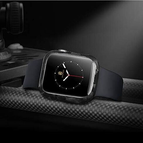 MONOCARBON Real Carbon Fiber Case for 45mm Apple Watch Series 7/8/9,Slim Anti-Scratch Hard Bumper for iwatch S 7/8/9,Military Grade Protective Cover for 45mm Apple Watch-Twill Matte Black in Kuwait