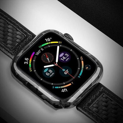 MONOCARBON Real Carbon Fiber Case for 45mm Apple Watch Series 7/8/9,Slim Anti-Scratch Hard Bumper for iwatch S 7/8/9,Military Grade Protective Cover for 45mm Apple Watch-Twill Matte Black in Kuwait