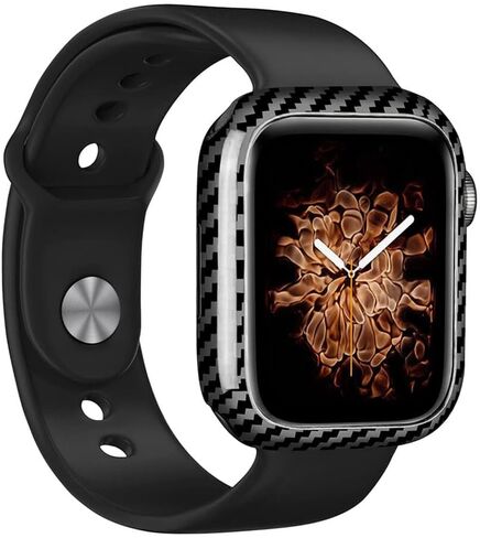 MONOCARBON Real Carbon Fiber Case for 45mm Apple Watch Series 7/8/9,Slim Anti-Scratch Hard Bumper for iwatch S 7/8/9,Military Grade Protective Cover for 45mm Apple Watch-Twill Matte Black in Kuwait
