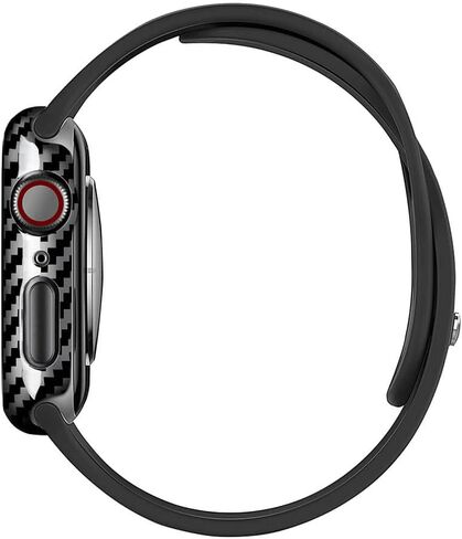 MONOCARBON Real Carbon Fiber Case for 45mm Apple Watch Series 7/8/9,Slim Anti-Scratch Hard Bumper for iwatch S 7/8/9,Military Grade Protective Cover for 45mm Apple Watch-Twill Matte Black in Kuwait