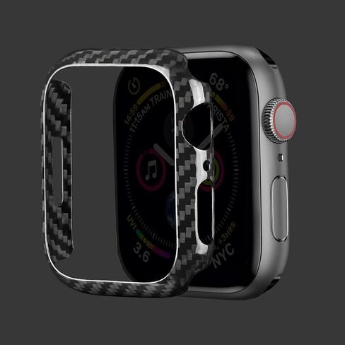 MONOCARBON Real Carbon Fiber Case for 45mm Apple Watch Series 7/8/9,Slim Anti-Scratch Hard Bumper for iwatch S 7/8/9,Military Grade Protective Cover for 45mm Apple Watch-Twill Matte Black in Kuwait