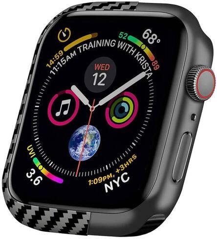 MONOCARBON Real Carbon Fiber Case for 45mm Apple Watch Series 7/8/9,Slim Anti-Scratch Hard Bumper for iwatch S 7/8/9,Military Grade Protective Cover for 45mm Apple Watch-Twill Matte Black in Kuwait