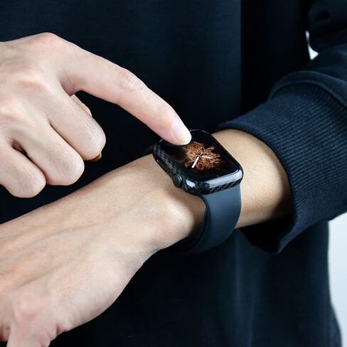 MONOCARBON Real Carbon Fiber Case for 45mm Apple Watch Series 7/8/9,Slim Anti-Scratch Hard Bumper for iwatch S 7/8/9,Military Grade Protective Cover for 45mm Apple Watch-Twill Matte Black in Kuwait