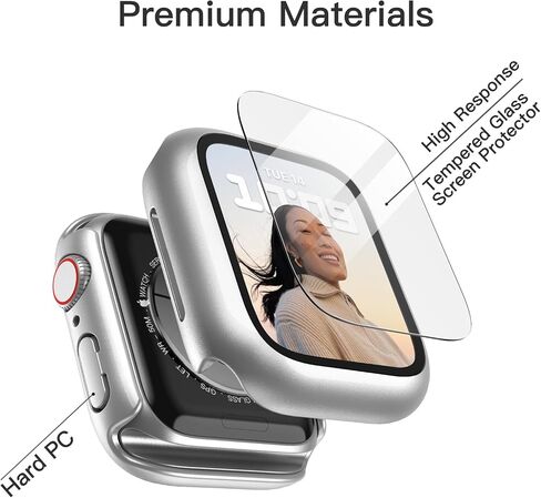 JETech Case with Screen Protector Compatible with Apple Watch Series 9 8 7 41mm, Overall Protective Cover, Built-in Tempered Glass Film High Sensitivity, 2 Pack (Pink) in Saudi Arabia