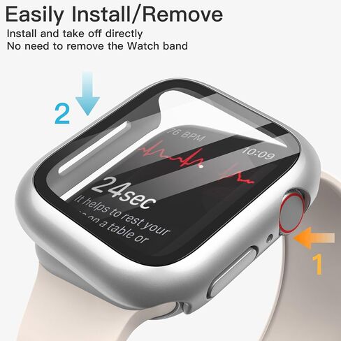 JETech Case with Screen Protector Compatible with Apple Watch Series 9 8 7 41mm, Overall Protective Cover, Built-in Tempered Glass Film High Sensitivity, 2 Pack (Pink) in Saudi Arabia