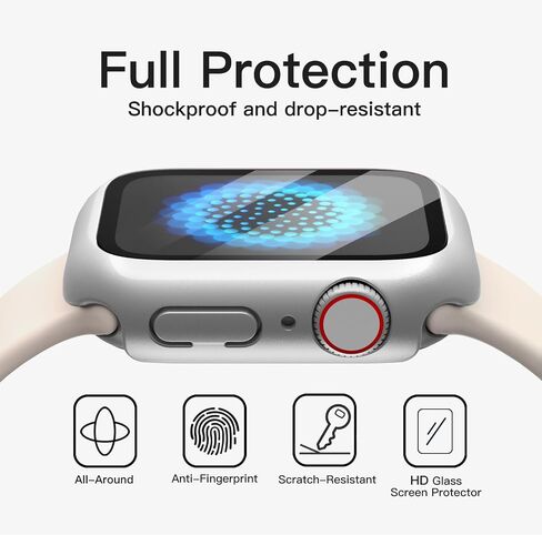 JETech Case with Screen Protector Compatible with Apple Watch Series 9 8 7 41mm, Overall Protective Cover, Built-in Tempered Glass Film High Sensitivity, 2 Pack (Pink) in Saudi Arabia