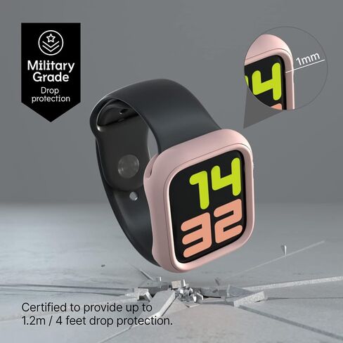 RHINOSHIELD Bumper Case Compatible with Apple Watch 9/8 / 7 - [45mm] | Slim Protective Cover - Lightweight and Shock Absorbent, Non-Slip - Sand Beige in Saudi Arabia