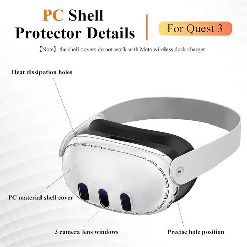 Plastic Protective Shell Cover & Camera Lens Protector Set for Meta Quest 3, Accessories for VR Headset Oculus Quest 3 - Frosted Clear in Kuwait