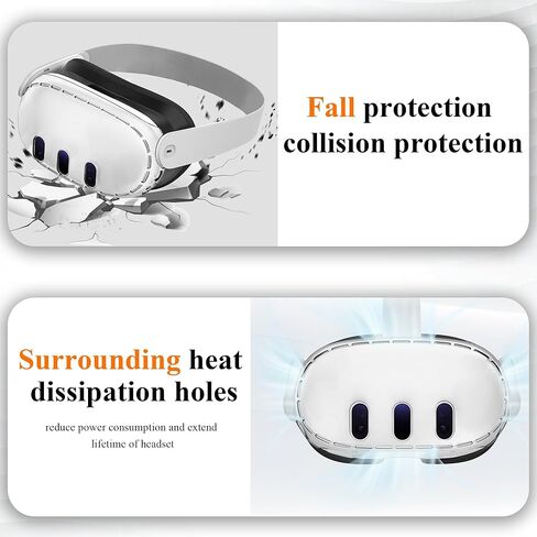 Plastic Protective Shell Cover & Camera Lens Protector Set for Meta Quest 3, Accessories for VR Headset Oculus Quest 3 - Frosted Clear in Kuwait