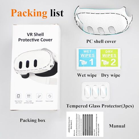Plastic Protective Shell Cover & Camera Lens Protector Set for Meta Quest 3, Accessories for VR Headset Oculus Quest 3 - Frosted Clear in Kuwait