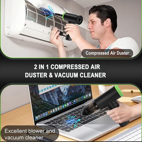 Compressed Air Duster - 102000RPM Electric Air Dusters Vacuum Cleaner, 7800mAh Rechargeable Air Blower for Keyboard and Computer Cleaner, Cordless Dust Destroyer Replaces Compressed Air Can in Kuwait
