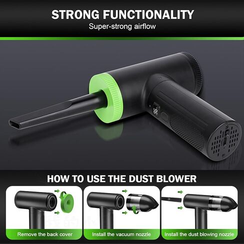 Compressed Air Duster - 102000RPM Electric Air Dusters Vacuum Cleaner, 7800mAh Rechargeable Air Blower for Keyboard and Computer Cleaner, Cordless Dust Destroyer Replaces Compressed Air Can in Kuwait