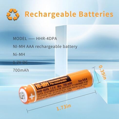 JAPUSOON 8PCS HHR-4DPA Rechargeable AAA Batteries,1.2V 700mAh AAA NI-MH Battery for Panasonic Cordless Phones, Remote Controls, Electronics in Saudi Arabia