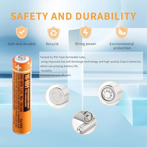 JAPUSOON 8PCS HHR-4DPA Rechargeable AAA Batteries,1.2V 700mAh AAA NI-MH Battery for Panasonic Cordless Phones, Remote Controls, Electronics in Saudi Arabia