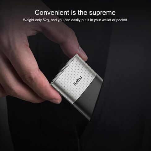 Netac 1TB Portable SSD USB 3.2 Gen 2 (10 Gbps, Type-C) External Solid State Drive Backup Slim Drive for File Storage/Business Travel Essential, Rapid Read & Write Low Noise, Z9 in Kuwait