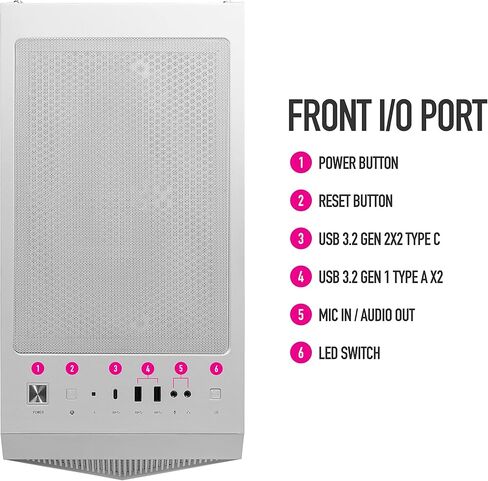 MSI صندوق كمبيوتر العاب ام بي جي جونجنير 110R - لوحة جانبية من الزجاج المقوى - 4 مراوح ARGB 120 ملم - دعم تبريد سائل حتى 360 ملم - تصميم بلونين in Kuwait