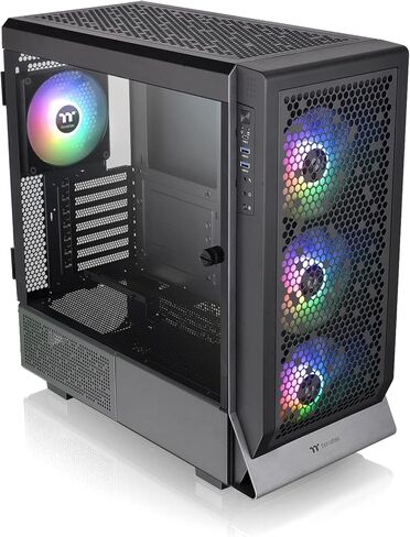 Thermaltake Ceres 500 Black Mid Tower E-ATX Computer Case with Tempered Glass Side Panel; 4 Preinstalled PWM ARGB Fans; Rotational PCIe Slots & GPU Holder; CA-1X5-00M1WN-00; 3 Years Warranty in Kuwait
