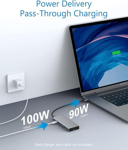 محور USB C، محطة إرساء USB C - محول USB C Hub متعدد المنافذ 8 في 1، ملحقات MacBook Pro Air مع 100 وات PD، 4K HDMI، 1 جيجابت في الثانية إيثرنت، 2 منافذ USB 3.0، قارئ بطاقة SD/TF، ​​2K VGA، لأجهزة Mac وXPS. . in Kuwait