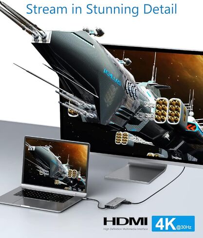 محور USB C، محطة إرساء USB C - محول USB C Hub متعدد المنافذ 8 في 1، ملحقات MacBook Pro Air مع 100 وات PD، 4K HDMI، 1 جيجابت في الثانية إيثرنت، 2 منافذ USB 3.0، قارئ بطاقة SD/TF، ​​2K VGA، لأجهزة Mac وXPS. . in Kuwait